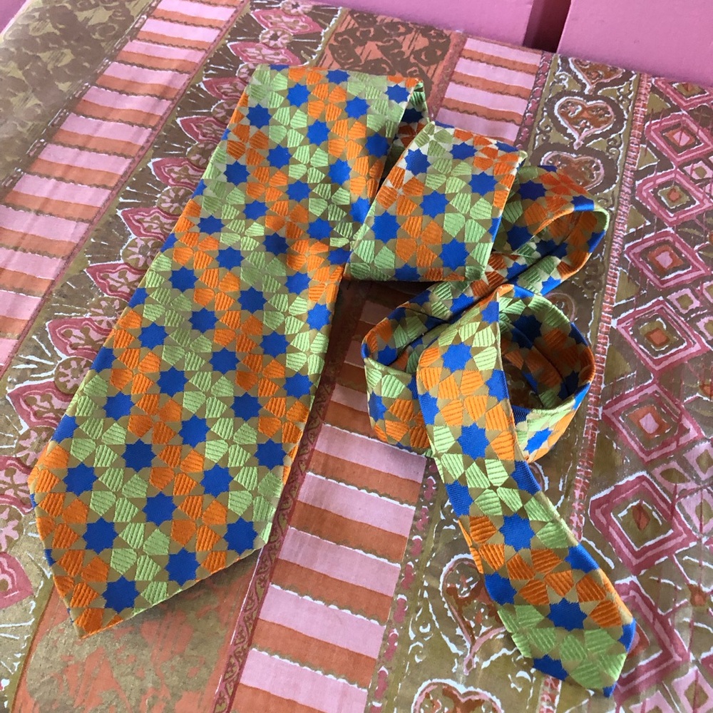 60's Mod Neon Geometric Neck Tie - Gentry Wembley - Polyester Tie - Menswear